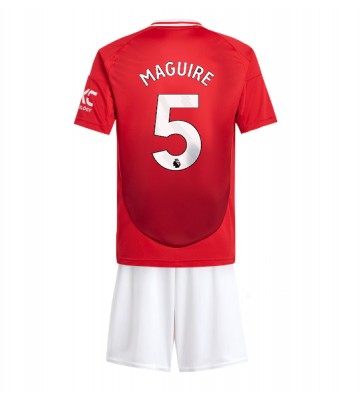 Manchester United Harry Maguire #5 Primera Equipación Niños 2024-25 Manga Corta (+ Pantalones cortos)